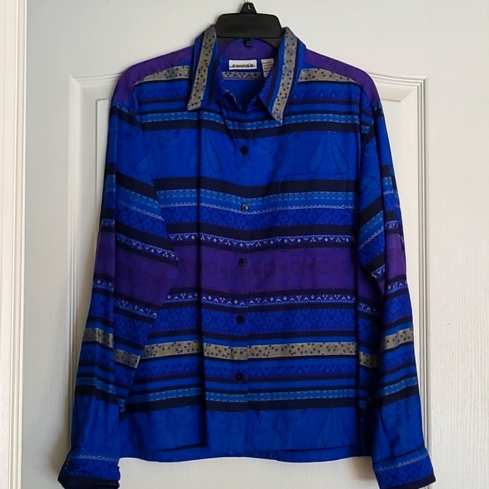 Chico's Size 1 Button Down Jacket/Shirt